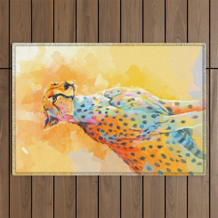 Wild Grace - Cheetah digital painting Outdoor Rug