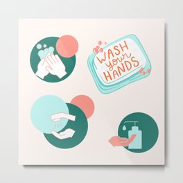 Wash Your Hands Metal Print | Soap, Virus, Aqua, Washyourhands, Clean, Cleanhands, Nurse, Peach, Curated, Teal 