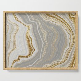 Natural Agate & Sparkling Gold Serving Tray