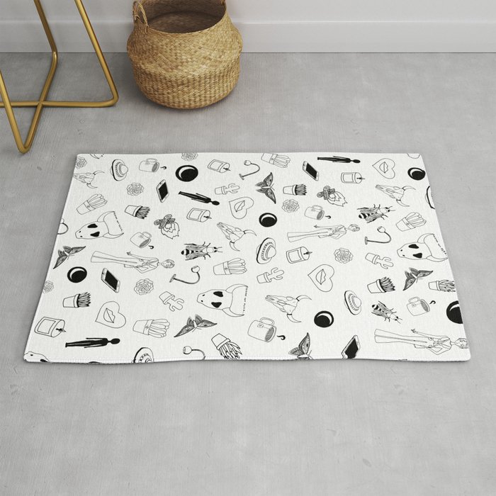 Black Eclectic Pattern Rug