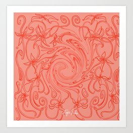 Red Twirling Flowers Art Print