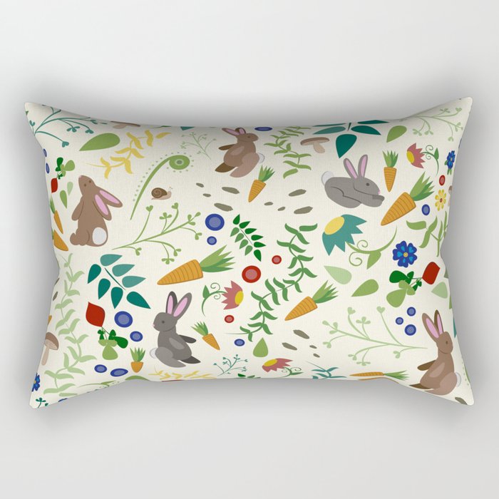 Rabbits In The Garden Rectangular Pillow