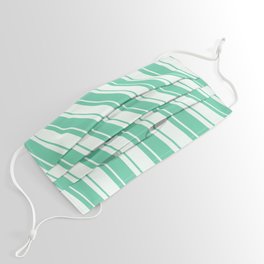 [ Thumbnail: Mint Cream and Aquamarine Colored Lines Pattern Face Mask ]