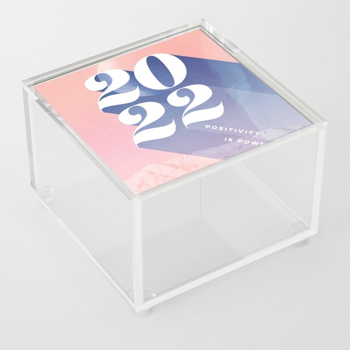 Very Peri and Blush Positive New Year 2022 Acrylic Box