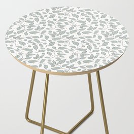 Mint green leaves and dots pattern Side Table