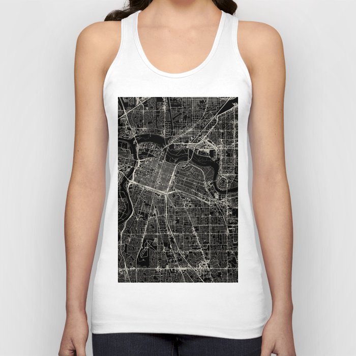 USA, Sacramento City Map - Aesthetic - Black and White Tank Top