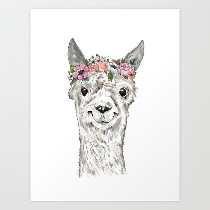 Lovely Llama Llama Art Llama Illustration Boho Llama Bohemian