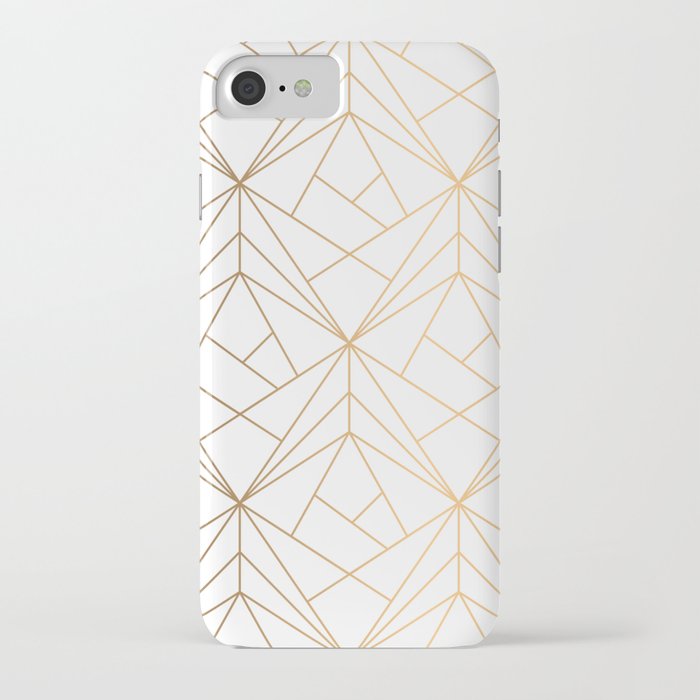 geometric gold pattern with white shimmer iphone case