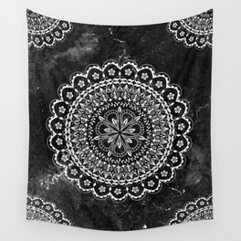 Black and white Mandala Wall Tapestry