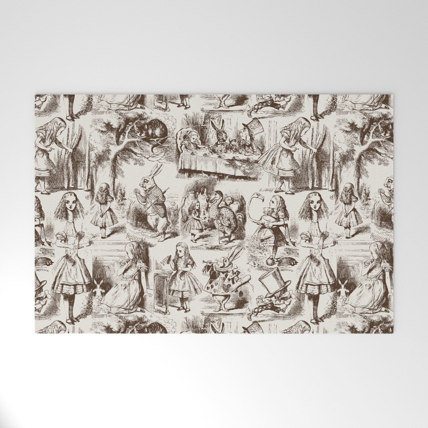 Alice In Wonderland Toile De Jouy Pattern Brown Beige