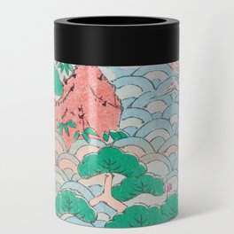 Japanese Cranes on Waves Vintage Pattern Can Cooler