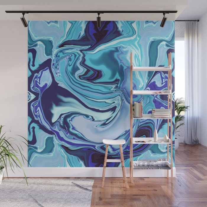 Blue Marble Wall Mural by sandrasabourin | Society6
