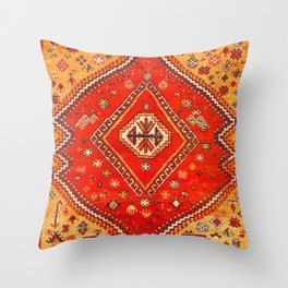 Orange Moroccan Carpet Throw Pillow