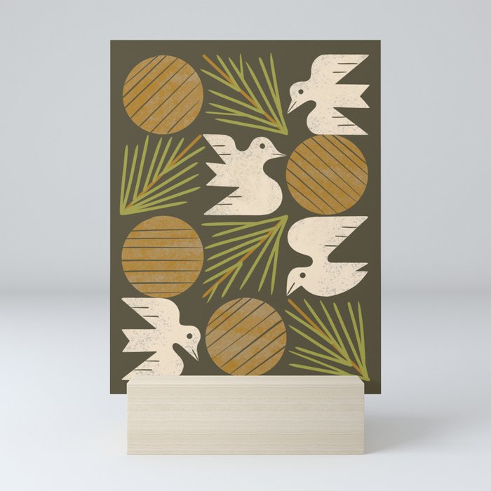 Pine Forest Doves Mini Art Print