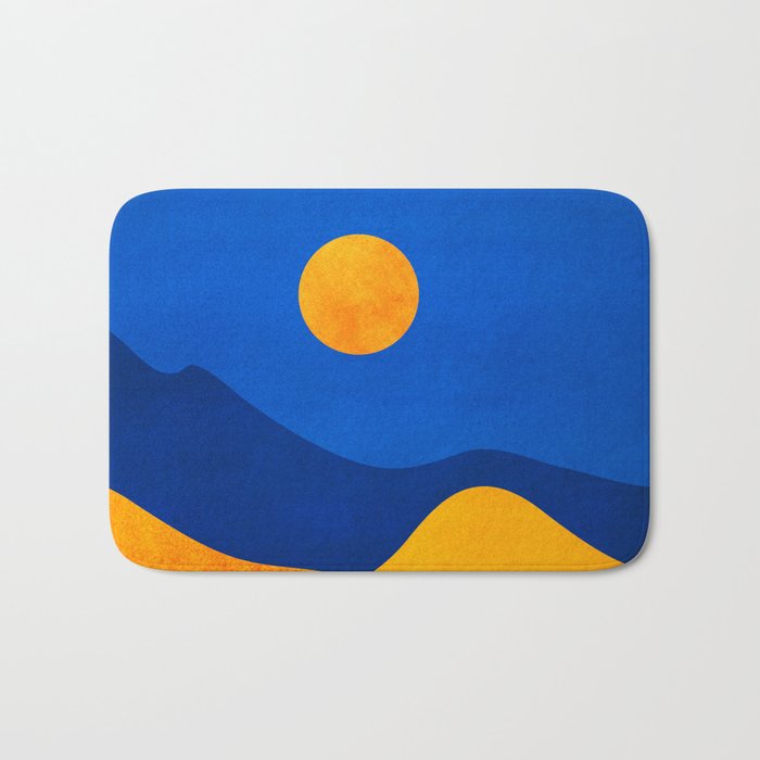 Moonrise Mountains / Blue and Orange Bath Mat