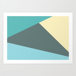 Minimal Blue and Yellow Triangles Art Print