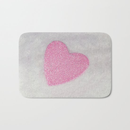 Pink Snow heart Bath Mat