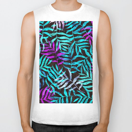 Watercolor Tropical Palm Leaves III Biker Tank