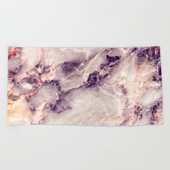 Pink marble texture effect Beach Towel
