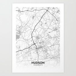 Hudson, Massachusetts, United States - Light City Map Art Print