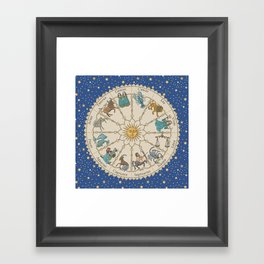 Vintage Astrology Zodiac Wheel Framed Art Print