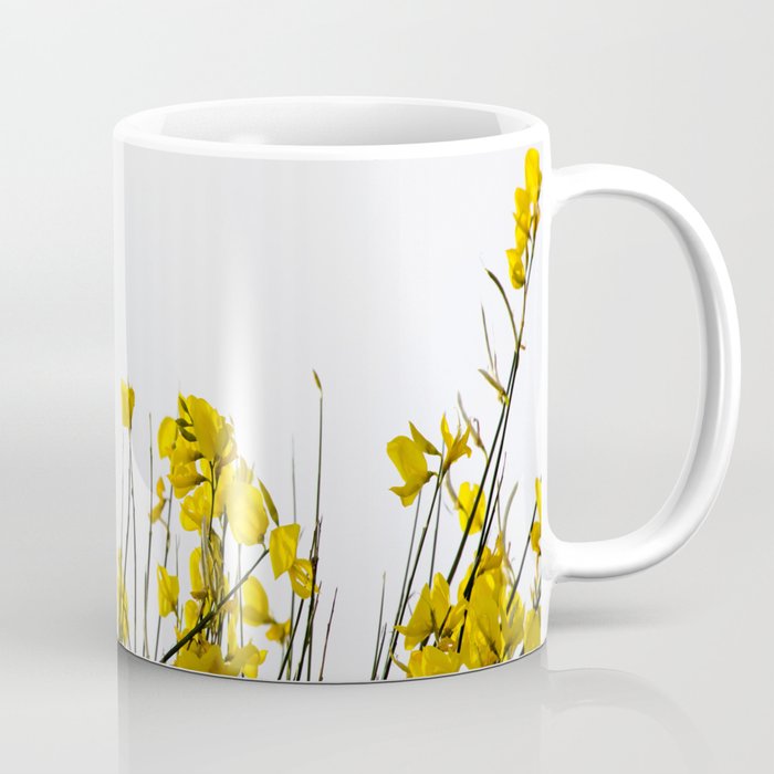 Minimal Garden -Yellow Version - Black Stems with Yellow Petals On White #decor #society6 #buyart Coffee Mug