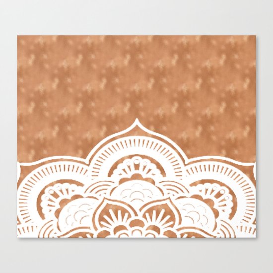 White mandala on copper Canvas Print
