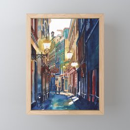 Amsterdam street next to Royal Palace Framed Mini Art Print