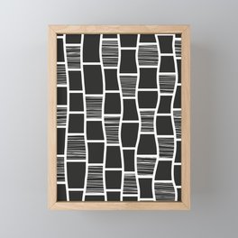 Black and White Abstract Funky Squares Pattern Framed Mini Art Print