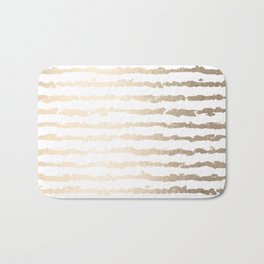 White Gold Sands Ink Stripes Bath Mat | Textured, Shiny, Stripe, Metal, Texture, Golden, Stripes, Color, Pattern, Whitegold 