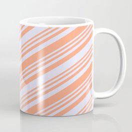 [ Thumbnail: Light Salmon and Lavender Colored Lined/Striped Pattern Coffee Mug ]