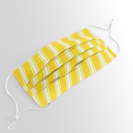[ Thumbnail: Yellow and Mint Cream Colored Stripes/Lines Pattern Face Mask ]