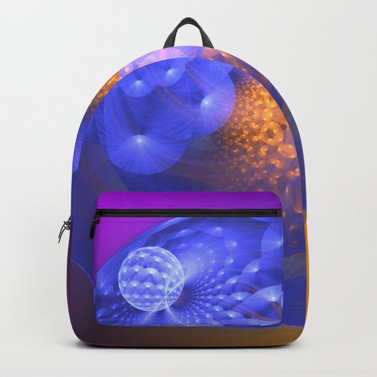Out of the blue, fractal 3-D abstract Backpack