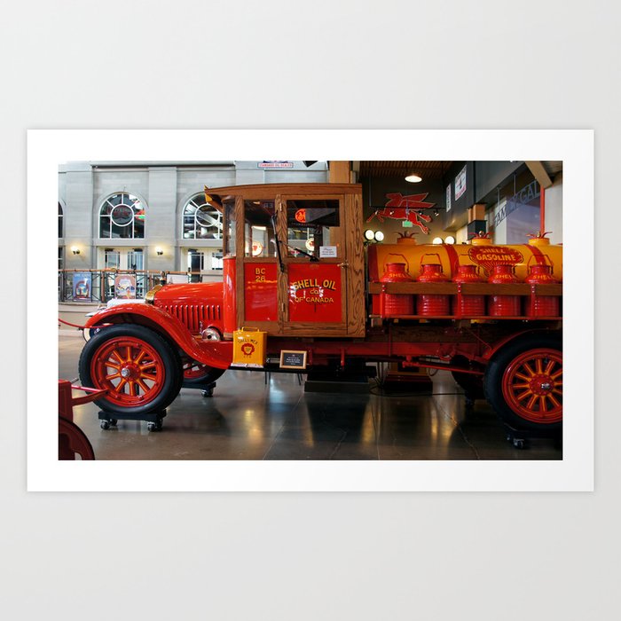 Vintage fire department engine tanker truck color photograph / photography Art Print