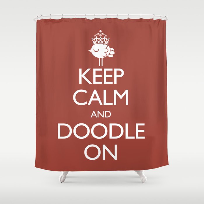 Keep Calm & Doodle On (Red) Shower Curtain