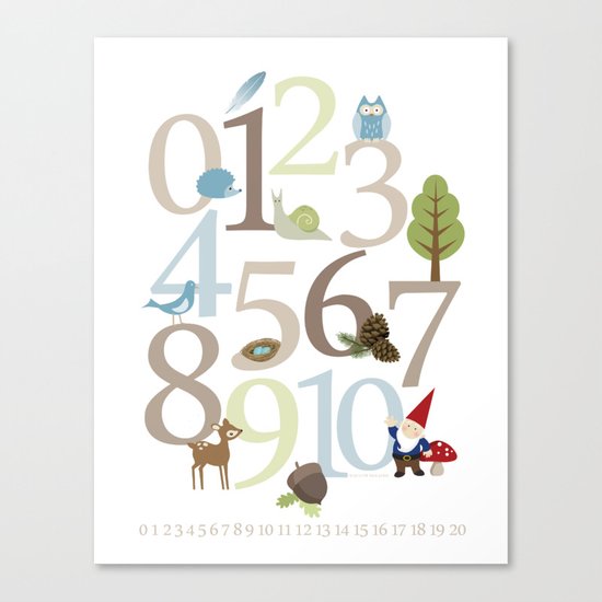 Woodland Numbers Canvas Print