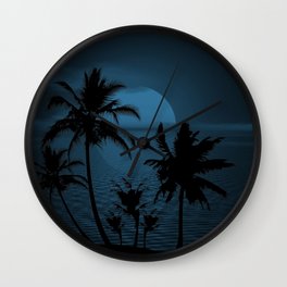 Twilight Moon on Exotic Tropical Island Wall Clock | Moon, Scene, Exoticscene, Exotic, Twilightlandscape, Landscape, Exoticisland, Tropicalisland, Islandmoon, Graphicdesign 