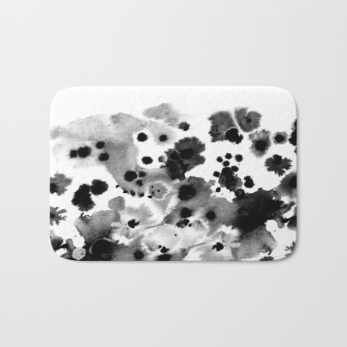 Rania - abstract black and white minimal scandi painting pattern ink Bath Mat