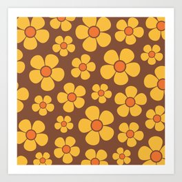 Retro 1960s Style Flower Pattern 739 Mid Mod Fall Decor Art Print