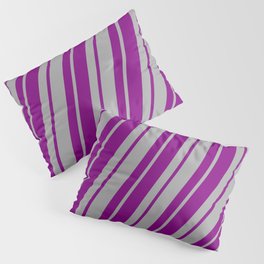 [ Thumbnail: Purple & Dark Grey Colored Stripes/Lines Pattern Pillow Sham ]