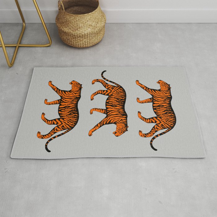 Tigers (Grey and Orange) Rug