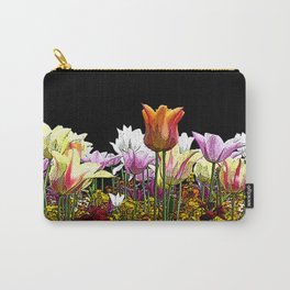 Tulips (black background) Carry-All Pouch | Digital, Tulips, White, Rose, Flowers, Tulipsflowers, Red, Spring, Photo, Photographiy 