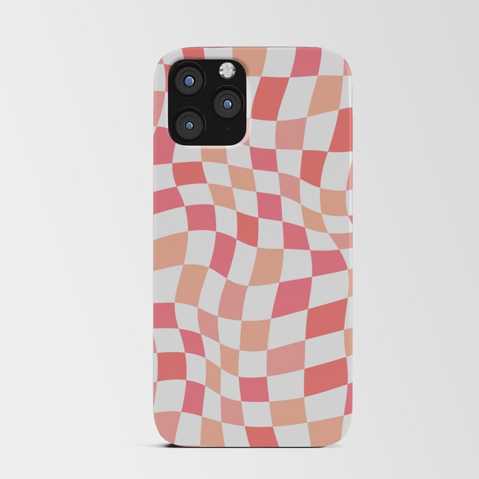 Trippy Checks in Blush and Pink Tones on White iPhone Card Case