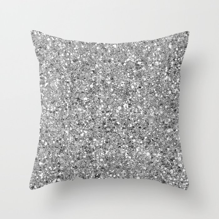 Glitters and Glitz Silver  Throw Pillow