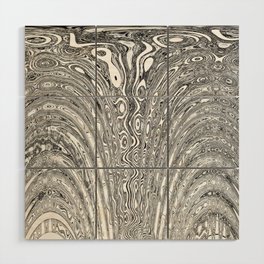 Surreal Fountain In Black And White Wood Wall Art
