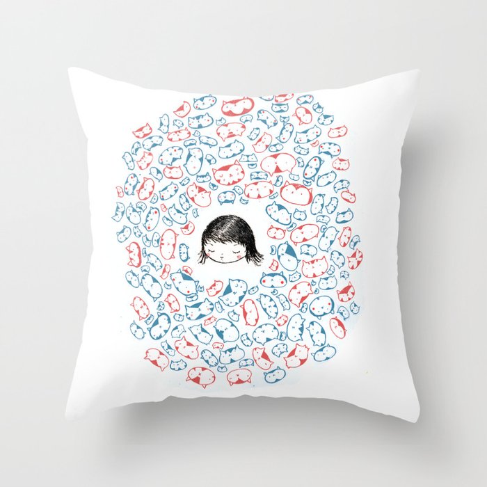 she mostly dreams in cats  Throw Pillow
