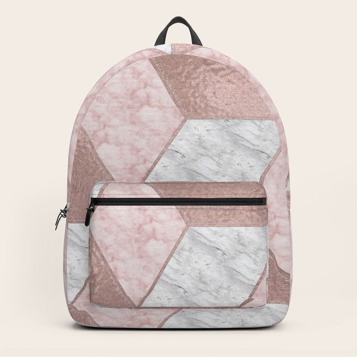 marble backpack rose gold