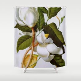 Vintage Botanical White Magnolia Flower Art Shower Curtain