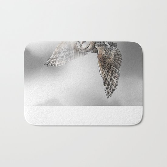 flying owl (tyto alba) Bath Mat