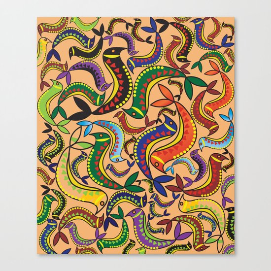 color bird pattern Canvas Print